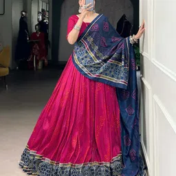 house of common Floral Print Semi Stitched Lehenga Choli image 5