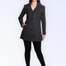 troo blue Women Solid Double Breasted Casual Blazer-picture-18