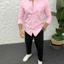 luxurycrown Men Regular Fit Striped Spread Collar Casual Shirt-picture-28