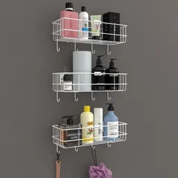 qxore Steel Shelf / Bathroom Shelf /Shelf for Sink Basin/Rack Shelf 1 Steel Wall Shelf image 2
