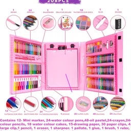 karp 208 Pcs Children Art Drawing Set for Kids Drawing and Painting Great Gift-Pink image 2