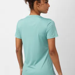 reebok FND W TEE Women Printed Round Neck Polyester Blue T-Shirt image 2