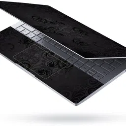 Techfit HD Printed Easy to Install Full Panel Laptop Skin/Sticker/Stretchable Vinyl/Cover for all Size Laptops upto 15.6 inch No Residue, Bubble Free - Blur Floral On Black Self Adhesive Vinyl Laptop Skin Compatible for 15.6 inch image 2