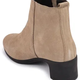 fausto Flared Heel Mid Top Suede Leather Zipper Closure Winter Chelsea Boots For Women image 4