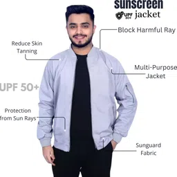 Caraba Sunscreen Jacket, Advanced Protection from Sun & Wind - UPF 50+ Protection Colorblock Men Wind Cheater image 3