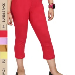 IndiWeaves Girls Pack of 4 Mid-Rise Cotton Capris-image-47