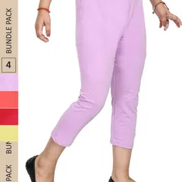 IndiWeaves Girls Pack Of 5 Pure Cotton Capris-image-88