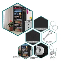 Pamworld Black Printed 9-Tier Non Woven Rectangle Shoe Rack With Cover image 4