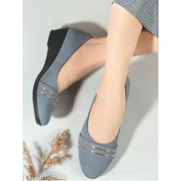 Carlton London Dark Grey Wedge Heel Solid Women Party Wear Pumps-image-82