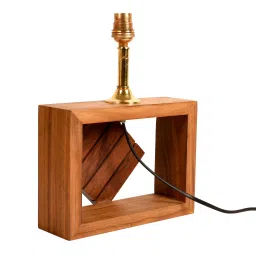 aakriti art creations Table Lamp Handcrafted Wooden Tribal Art Bird SQ White 10"Shade (8x4x10.7) image 5