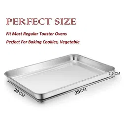Bmado Homefull Versatile Baking Tray (Set of 2) – Stainless Steel Trays for Baking, Cakes, Pastries, Muffins, Tea, Snacks & Serving (29.5 x 22.5 x 2.5 cm – Medium) – Cookie Sheets image 5