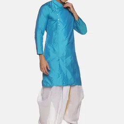 Sethukrishna Men Turquoise Blue Kurta image 5