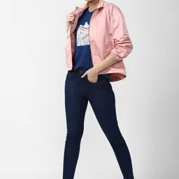 Van Heusen Woman Pink Solid Bomber Jacket image 5