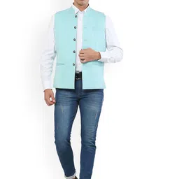 REFULGENT Mandarin Collar Woven Nehru Jacket image 4