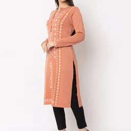KEIKO Ethnic Motifs Printed Mandarin Collar Straight Kurta image 4