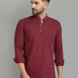 majestic man Majestic Mandarin Collar Straight Short Pure Cotton Kurta-picture-36
