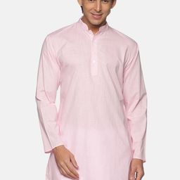 Sethukrishna Men Pink Cotton Slub Kurta-picture-34
