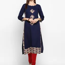 vbuyz KALINI Women Blue Floral Printed Patchwork Floral Kurta-picture-21