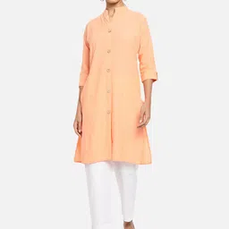 Vastraa Fusion Women Orange Thread Work Kurta image 1