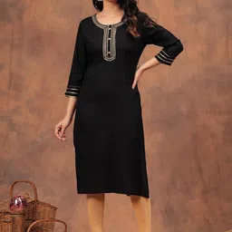 KPF Embroidered Round Neck Thread Work Straight Kurta-picture-21