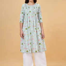 RANGMANCH BY PANTALOONS Polka Dots Printed Round Neck A-Line Kurta image 1