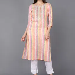 KALINI Striped Thread Work Cotton Kurta-picture-38