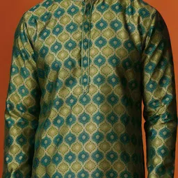 KISAH Ethnic Motifs Printed Mandarin Collar Long Sleeves Straight Kurta image 3