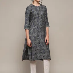 biba BibaEthnic Motifs Printed Thread Work Straight Kurta image 3
