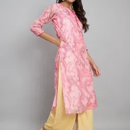 Label Khoj Abstract Printed Three Quarter Sleeves Straight Kurta image 3