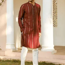 See Designs Striped Embroidered Sequined Straight Kurta image 3