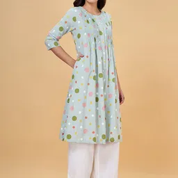 RANGMANCH BY PANTALOONS Polka Dots Printed Round Neck A-Line Kurta image 3
