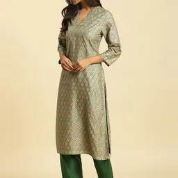 W Floral Woven Design A-Line Kurta image 4