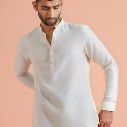 KISAH Men Embroidered Thread Work Short Kurta image 5