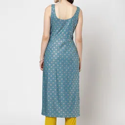 KALINI Ethnic Motifs Printed Sleeveless Regular Kurta image 3