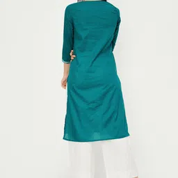 max Floral Embroidered V-neck Three-Quarter Sleeves Thread Work Kurta image 5