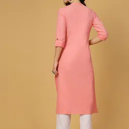 Pistaa Mandarin Collar Cotton A-Line Kurta image 5
