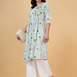 RANGMANCH BY PANTALOONS Polka Dots Printed Round Neck A-Line Kurta image 5