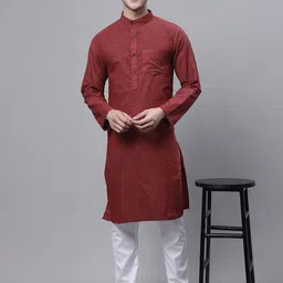 Aarsha Geometric Printed Mandarin Collar Cotton Kurta image 4