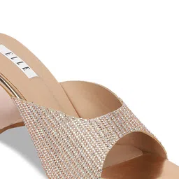 ELLE Rose Gold Embellished Party Block Mules image 4