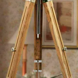 overseas mart Vintage Style Beautiful Designer Tripod LED Floor Lamp Teak Wooden Floor Lamp (Teak Wood)Pack Of 1 image 3