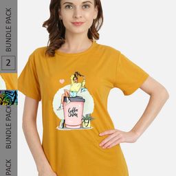CHOZI Pack Of 2 Printed Regular Fit Cotton Casual T-shirt-picture-35