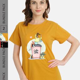 CHOZI Pack Of 2 Printed Regular Fit Cotton Casual T-shirt-picture-20