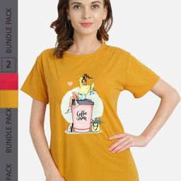CHOZI Pack of 2 Printed Cotton Knitted T-shirt-picture-1