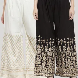 Clora Creation Women Pack of 2 Floral Printed Knitted Ethnic Palazzos-picture-19