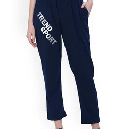 Fashionable Women Typography Printed Mid-Rise Cotton Regular Track Pants-image-45