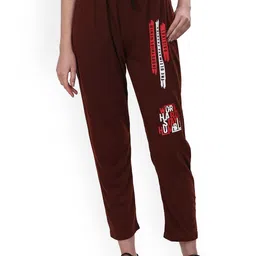 Fashionable Women Printed Cotton Mid Rise Track Pants-image-74