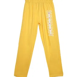 SWEET ANGEL Boys Yellow & White Printed Pure Cotton Straight-Fit Track Pants-picture-13