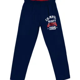 SWEET ANGEL Boys Navy Blue & White Solid Straight-Fit Pure Cotton Track Pants-picture-24