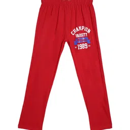 SWEET ANGEL Boys Red & White Alphanumeric Printed Pure Cotton Straight-Fit Track Pants-picture-28
