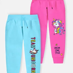 YK X Trampoline Girls Pack Of 2 Printed Cotton Mid Rise Joggers-image-58